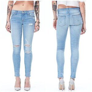 Hudson Krista Ankle Super Skinny Jeans Distressed Ripped Karma Blue Sz 28